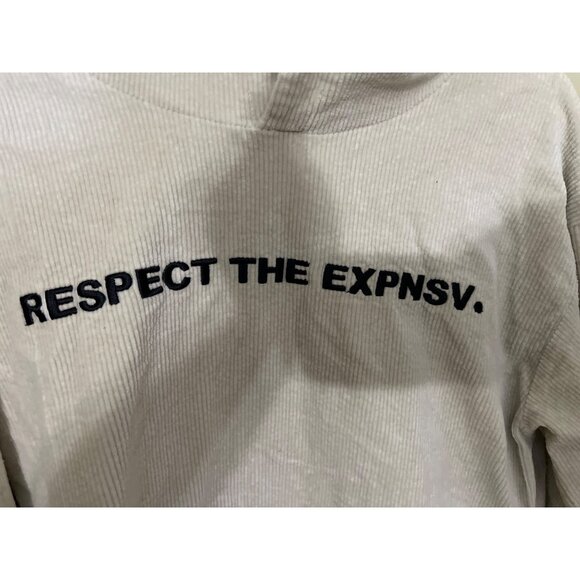 Wild Expensive Clothing Respect The Expnsv Beige Corduroy Hoodie S Beach Boho Gr - Picture 6 of 10